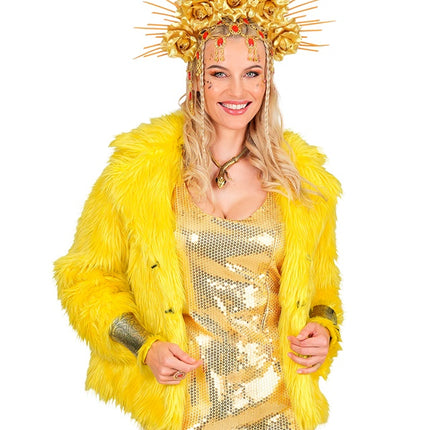 Bontjas Pluche Dames Geel