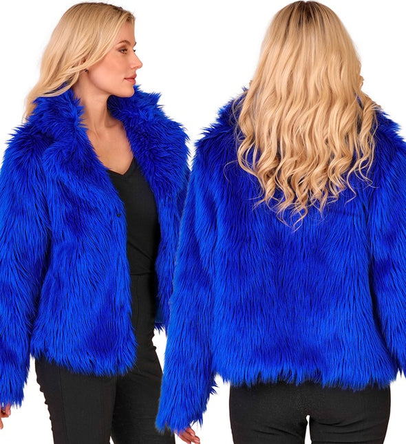 Bontjas Pluche Blauw Dames