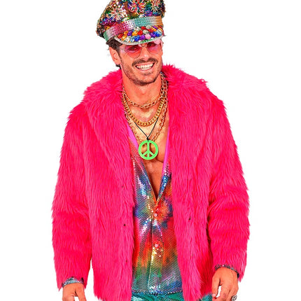 Bontjas Pluche Neon Roze