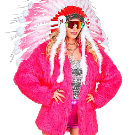 Bontjas Pluche Neon Roze