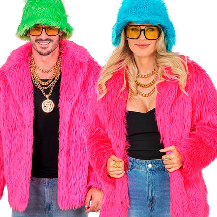 Bontjas Pluche Neon Roze