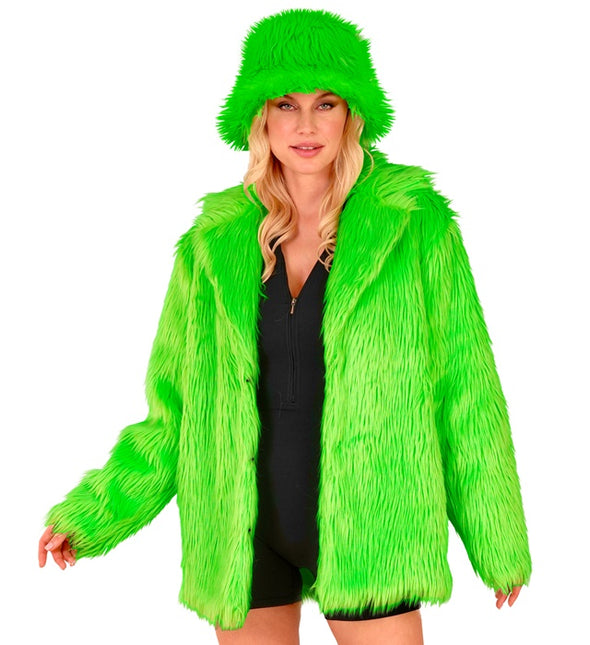 Bontjas Pluche Neon Groen