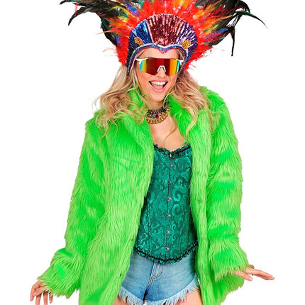 Bontjas Pluche Neon Groen