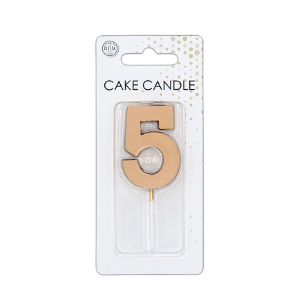 5 Jaar Kaars Rose Goud Metallic 4,5cm