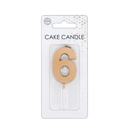 6 Jaar Kaars Rose Goud Metallic 4,5cm