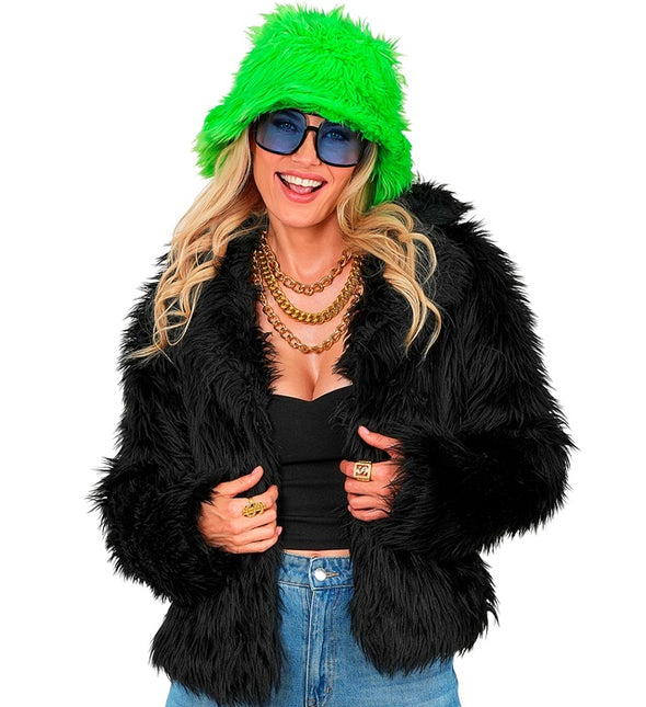 Bontjas Pluche Dames Zwart