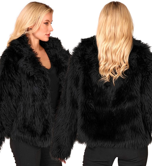 Bontjas Pluche Dames Zwart