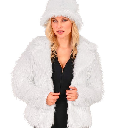 Bontjas Dames Pluche Wit