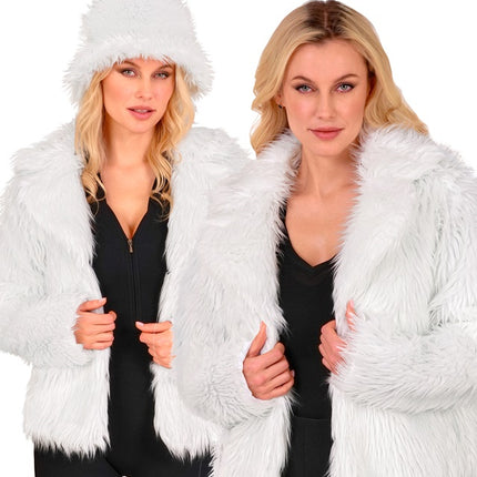 Bontjas Dames Pluche Wit