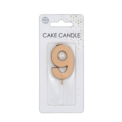 9 Jaar Kaars Rose Goud Metallic 4,5cm