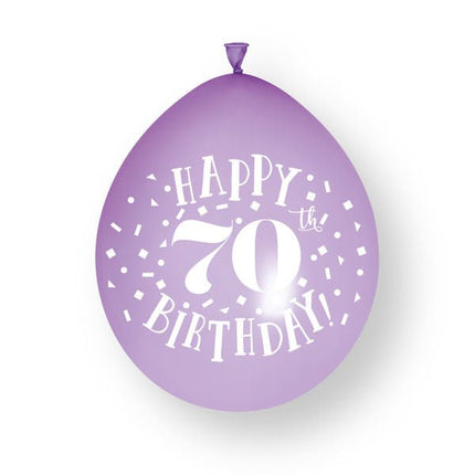 10ct Happy 70th Birthday 23cm Latex Balloons van Unique koop je bij Partywinkel