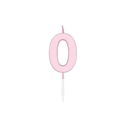 0 Jaar Kaars Roze Pastel 4,5cm