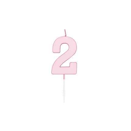 2 Jaar Kaars Roze Pastel 4,5cm