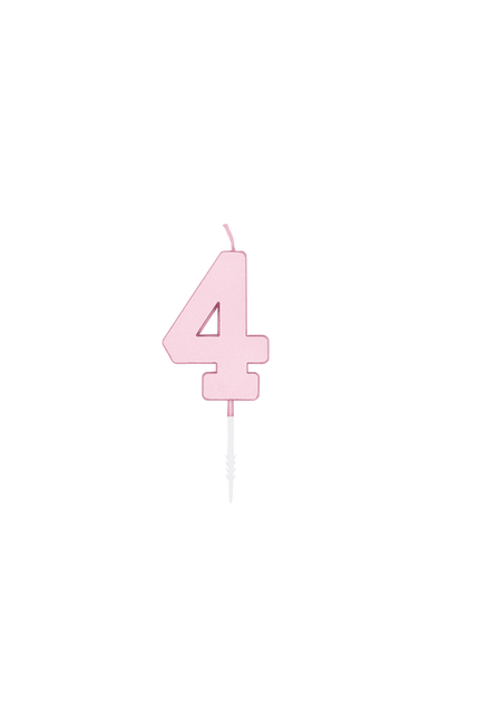 4 Jaar Kaars Roze Pastel 4,5cm