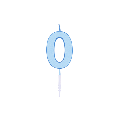 0 Jaar Kaars Blauw Pastel 4,5cm