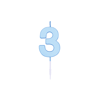 3 Jaar Kaars Blauw Pastel 4,5cm