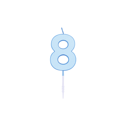 8 Jaar Kaars Blauw Pastel 4,5cm