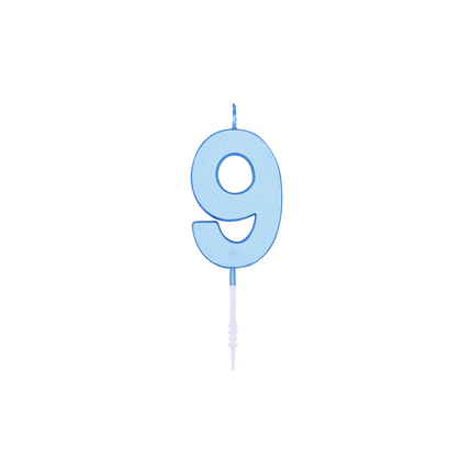 9 Jaar Kaars Blauw Pastel 4,5cm