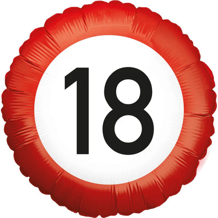 18 Jaar Helium Ballon Verkeersbord Leeg 45cm