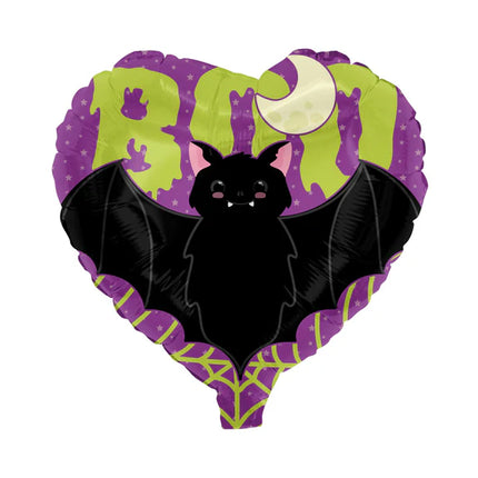 Halloween Helium Ballon Hart Vleermuis Leeg 45cm