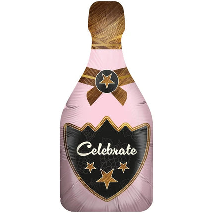 Champagne Fles Helium Ballon Roze Celebrate Leeg 90cm