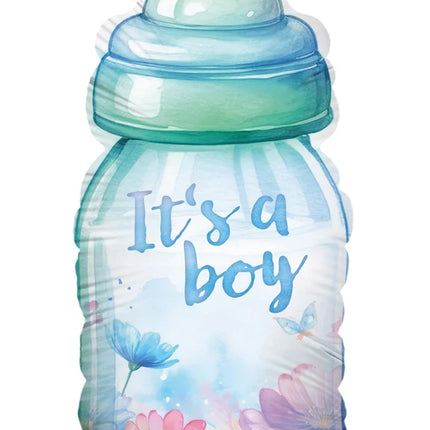 Blauwe Helium Ballon It'S A Boy Fles Leeg 78cm