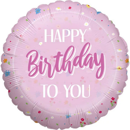 Happy Birthday Helium Ballon Roze Rond Leeg 45cm