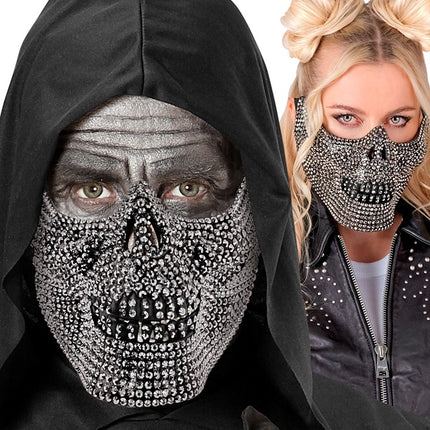 Skelet Masker Zwart Strass