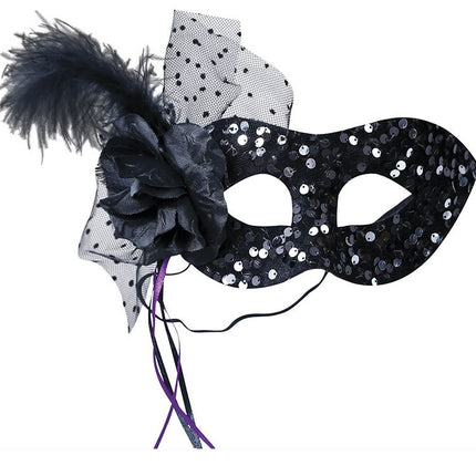 Zwart Oogmasker Bloem Pailletten
