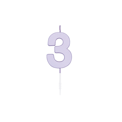 3 Jaar Kaars Lila 4,5cm