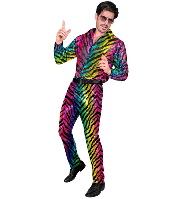 PAILLETTEN BROEK REGENBOOG TIJGER Volwassen
