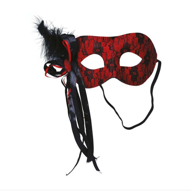 Zwart Rode Oogmasker Veer