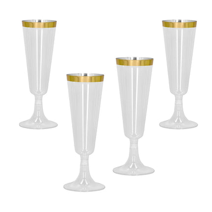 Set 4 sparkling plastic flutes goud