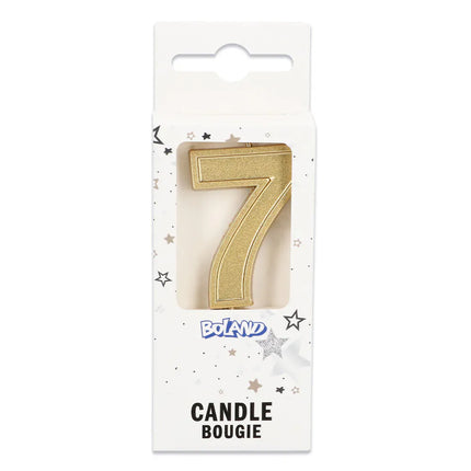 Kaarsje Elegant '7' goud op prikker (3 x 4,2 x 0,7 cm)