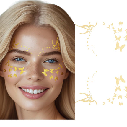 Gouden Gezicht Stickers Vlinders 14cm