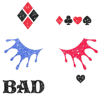 Gezicht Stickers Harley Quinn Glitter 20cm