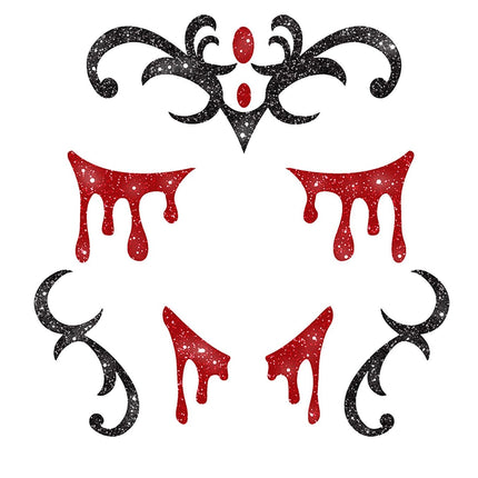 Halloween Gezicht Stickers Vampier Glitter 20cm