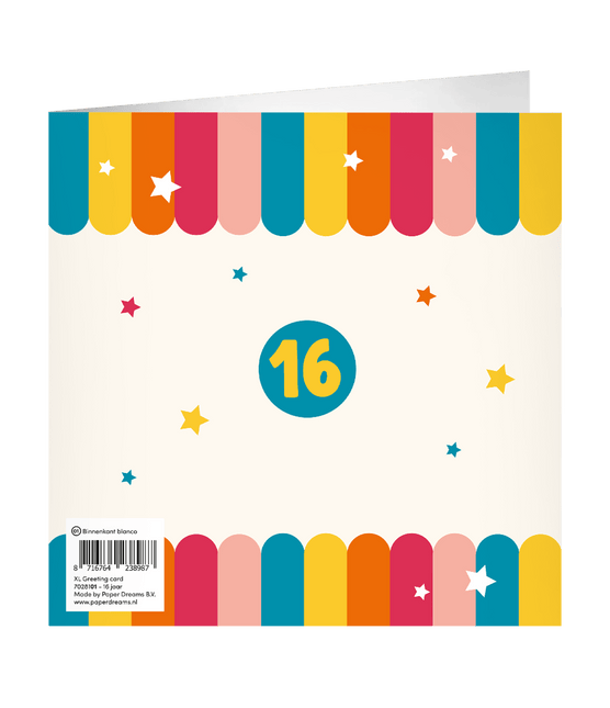 16 Jaar Wenskaart 23cm van Paper Dreams koop je bij Partywinkel