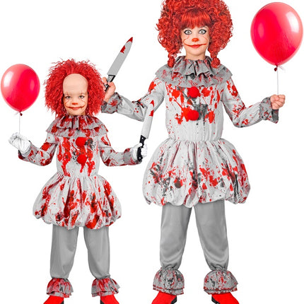Clown Kostuum Grijs Rood Kind