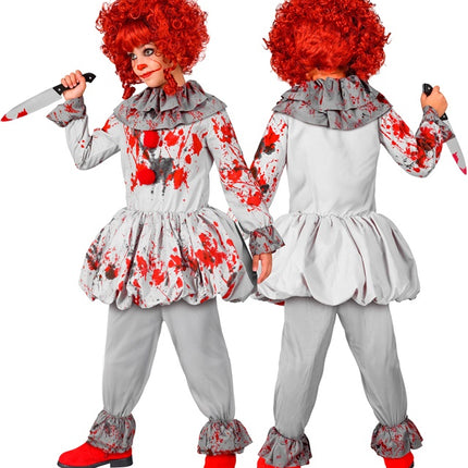 Clown Kostuum Grijs Rood Kind