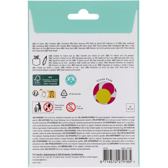 18 Jaar Helium Ballon Leeg 45cm van Folat koop je bij Partywinkel
