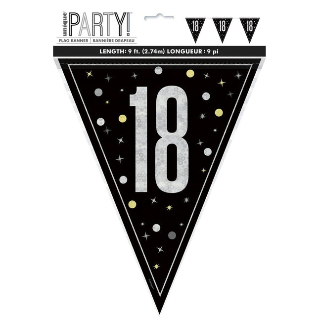18 Jaar Vlag 2,74m van Unique koop je bij Partywinkel