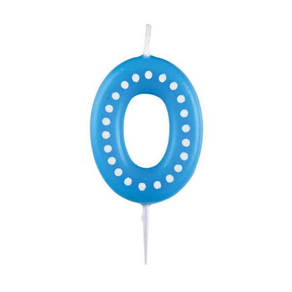 0 Kaars Blauw Stippen 6,5cm