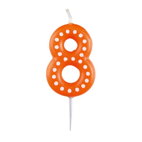 8 Kaars Oranje Stippen 6,5cm