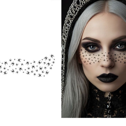 Halloween Nep Tattoo Zwart Gezicht Spinnen 16cm