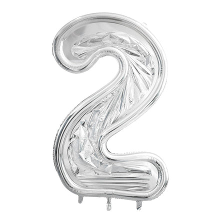 2 Jaar Ballon Frame Zilver 1,26m van Partydeco koop je bij Partywinkel