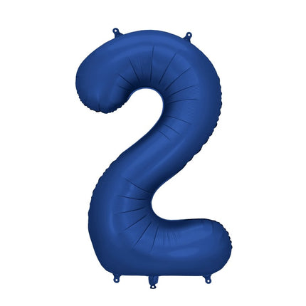 2 Jaar Cijfer Ballon Blauw Satijn Folie Leeg 86cm van Partydeco koop je bij Partywinkel