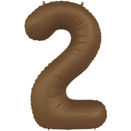 2 Jaar Cijfer Ballon Bruin Mat 86cm van Folat koop je bij Partywinkel