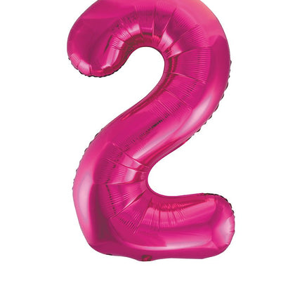 2 Jaar Cijfer Ballon Fuchsia Leeg 86cm van Unique koop je bij Partywinkel