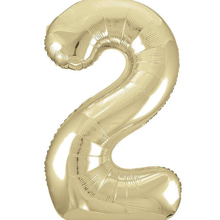 2 Jaar Cijfer Ballon Goud Glans Leeg 86cm van Unique koop je bij Partywinkel